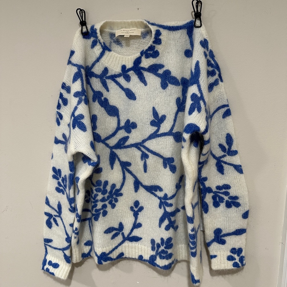 Sézane Blue Floral Sweater XXS